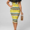 Chiffon Panel Multi Color Striped Bodycon Dress -Modlily Shop 292857 P 16407726749370