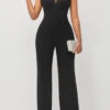 Criss Cross Neck Black Sleeveless Jumpsuit