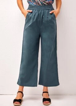 Peacock Blue High Waisted Pockets Pants