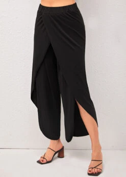 Black High Waisted Side Slit Pants -Modlily Shop 293971 P 16403377897622
