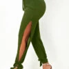 Side Slit Drawstring Waist Army Green Pants -Modlily Shop 297294 P 16444593629890