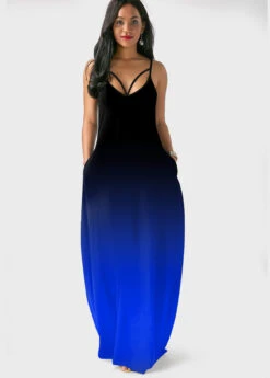 Sapphire Blue Pocket Ombre Maxi Dress