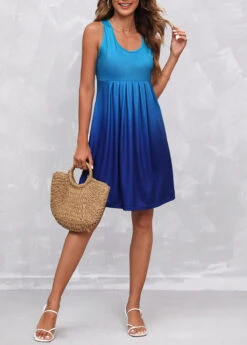 Fold Blue Wide Strap Ombre Dress -Modlily Shop 303482 P 16527864722324