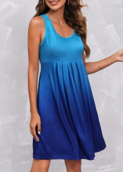 Fold Blue Wide Strap Ombre Dress -Modlily Shop 303482 P 16527864725583
