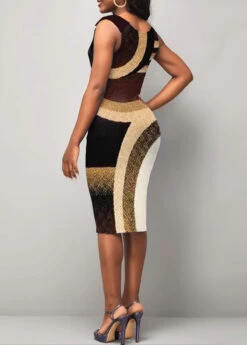 Brown Printed Sleeveless V Neck Dress 11 Brown Printed Sleeveless V Neck Dress -Modlily Shop 305433 P 1661837634725