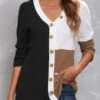 Black Decorative Button Long Sleeve T Shirt
