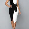 Black Cutout Sleeveless Asymmetric Hem Dress