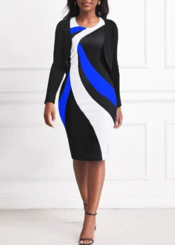 Black Short Sleeve Round Neck Contrast Dress -Modlily Shop 308506 P 16606464984333