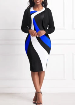 Black Short Sleeve Round Neck Contrast Dress -Modlily Shop 308506 P 16606464989524