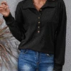 Black Button Long Sleeve T Shirt