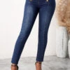 Denim Blue Skinny Mid Waist Jeans -Modlily Shop 308657 P 16584003572280