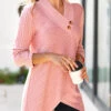 Dusty Pink Cross Hem Long Sleeve Sweatshirt -Modlily Shop 309001 P 16632365535680