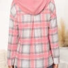 Pink Fake 2in1 Tartan Print Long Sleeve Hoodie -Modlily Shop 309040 P 16620100997751