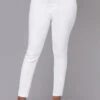 White Skinny Zipper Fly High Waisted Pants