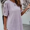 Purple Decorative Button Half Sleeve T Shirt -Modlily Shop 309581 P 1658915949876