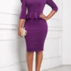 Purple Faux Two Piece 3/4 Sleeve Dress 1 Purple Faux Two Piece 3/4 Sleeve Dress -Modlily Shop 309745 P 16609050842793