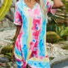 Twist Hem Tie Dye Print Multi Color Dress -Modlily Shop 310189 P 1658888527994
