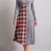 Dark Grey Button Tartan Print Dress 2 Dark Grey Button Tartan Print Dress -Modlily Shop 311134 P 16668575725520