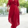Flower Decoration Chiffon Wine Red Jumpsuit -Modlily Shop 311521 P 16608729457860