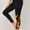 Orange Halloween Print High Waisted Legging -Modlily Shop 312497 P 1661503274982