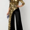 Golden Hot Stamping Floral Print Jumpsuit -Modlily Shop 313283 P 1694055796296