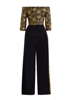 Golden Hot Stamping Floral Print Jumpsuit -Modlily Shop 313283 P 1694055797491