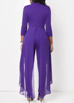 Purple Cage Neck Stand Collar Jumpsuit -Modlily Shop 314269 P 16644582041292