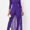 Purple Cage Neck Stand Collar Jumpsuit -Modlily Shop 314269 P 16644582043080