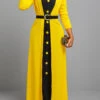 Button Dress And Yellow Long Sleeve Cardiga -Modlily Shop 314622 P 16657403021660
