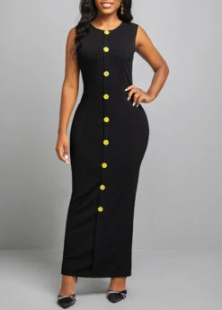 Button Dress And Yellow Long Sleeve Cardiga -Modlily Shop 314622 P 16657403022674