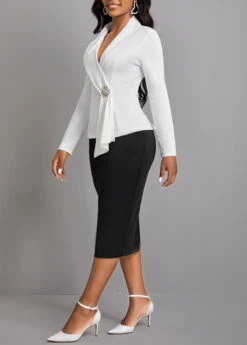 Black Long Sleeve Asymmetrical Neck Bodycon Dress -Modlily Shop 314625 P 16659991728202