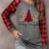Red Christmas Tree Print Long Sleeve Sweatshirt -Modlily Shop 315384 P 1666762384435