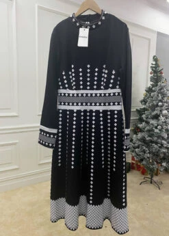 Geometric Print Mock Neck Long Sleeve Dress 11 Geometric Print Mock Neck Long Sleeve Dress -Modlily Shop 315585 P 16848043430994