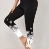 Black Snowflake Print High Waisted Leggings -Modlily Shop 315847 P 1664248370253