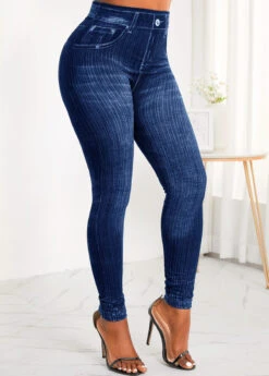 Blue Pocket Zipper Fly High Waisted Jeans -Modlily Shop 315985 P 16661440914652