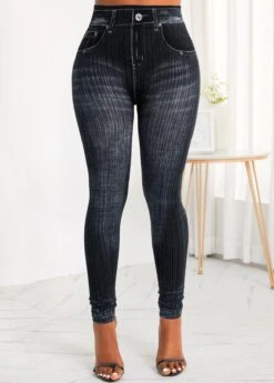 Black Pocket Skinny Zipper Fly High Waisted Jeans -Modlily Shop 315986 P 16656573086894