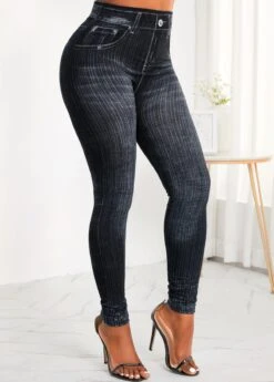 Black Pocket Skinny Zipper Fly High Waisted Jeans -Modlily Shop 315986 P 16656573087542