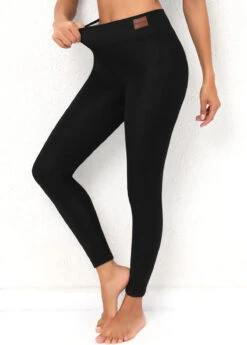Black Fleece Thickening Elastic Waist Leggings -Modlily Shop 316252 P 16673765512652