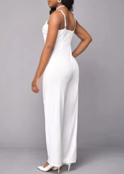 White Button Cardigan And V Neck Jumpsuit -Modlily Shop 317478 P 16703878980354