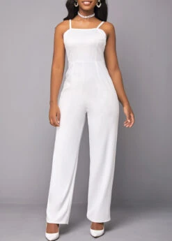 White Button Cardigan And V Neck Jumpsuit -Modlily Shop 317478 P 16703878989353