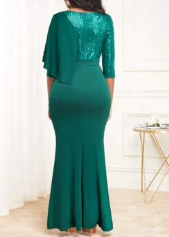 Green Split Half Sleeve Mermaid Dress -Modlily Shop 317644 P 16811912676622