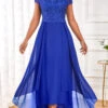 Royal Blue Lace Maxi Short Sleeve Dress -Modlily Shop 317729 P 16781859477290