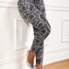 Grey Snakeskin Print High Waisted Leggings -Modlily Shop 318088 P 16669522734410
