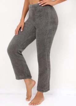 Grey Plush Elastic Waist High Waisted Pants -Modlily Shop 318101 P 16672874583692