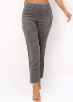 Grey Plush Elastic Waist High Waisted Pants -Modlily Shop 318101 P 16672874588773
