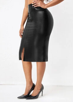 Black Split Elastic Waist Bodycon Skirt -Modlily Shop 318780 P 16675283828502