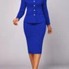Royal Blue Long Sleeve Lapel Two Piece Suit