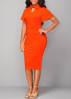Orange Cut Out Short Sleeve Bodycon Dress -Modlily Shop 319093 P 16704941644963
