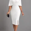 White Lace Half Sleeve Bodycon Dress -Modlily Shop 319095 P 16758583154330