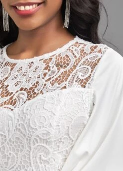 White Lace Half Sleeve Bodycon Dress -Modlily Shop 319095 P 16758583155584